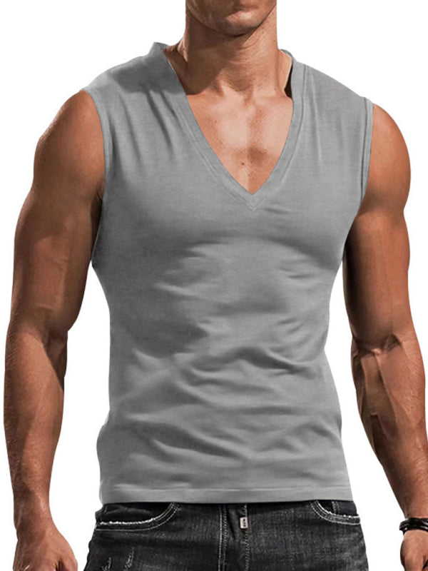 Men's Solid Color Sculpt Cotton Tank