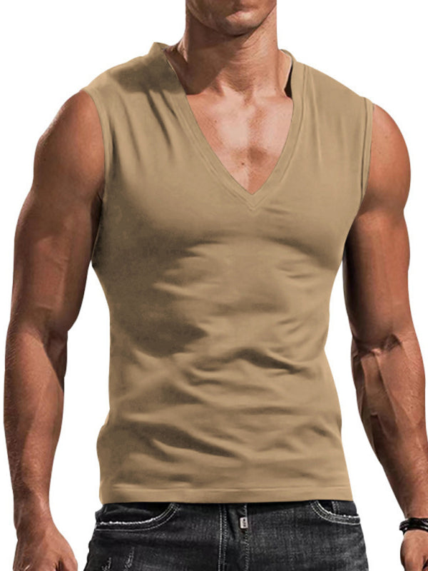 Men's Solid Color Sculpt Cotton Tank