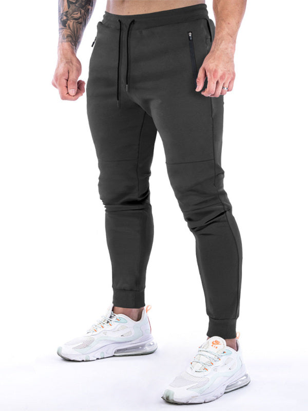 Men's Solid Color Fleece Cargo Pocket Joggers