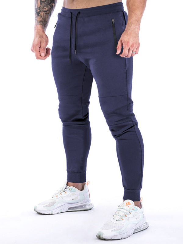 Men's Solid Color Fleece Cargo Pocket Joggers