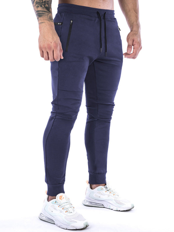 Men's Solid Color Fleece Cargo Pocket Joggers