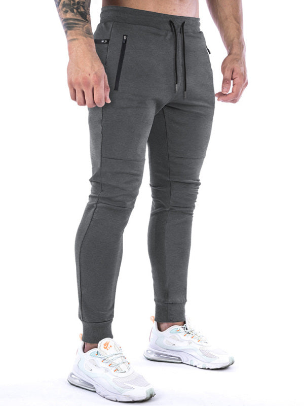 Men's Solid Color Fleece Cargo Pocket Joggers