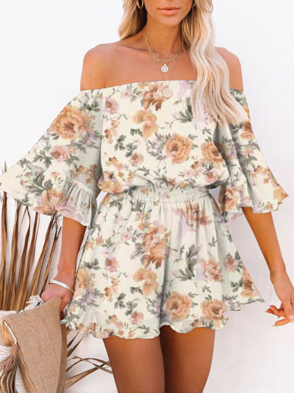 Women's Solid Color Off-the-shoulder Chiffon Romper - Healthier Me Beauty, LLC