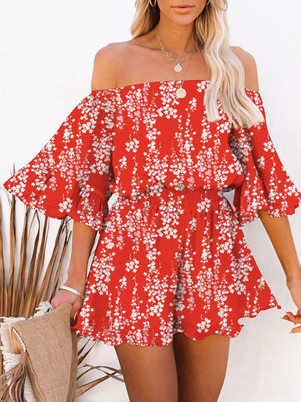 Women's Solid Color Off-the-shoulder Chiffon Romper - Healthier Me Beauty, LLC