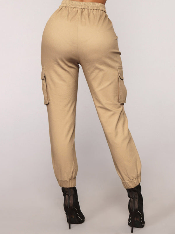 Women's Solid Color High Waist Cargo Pants