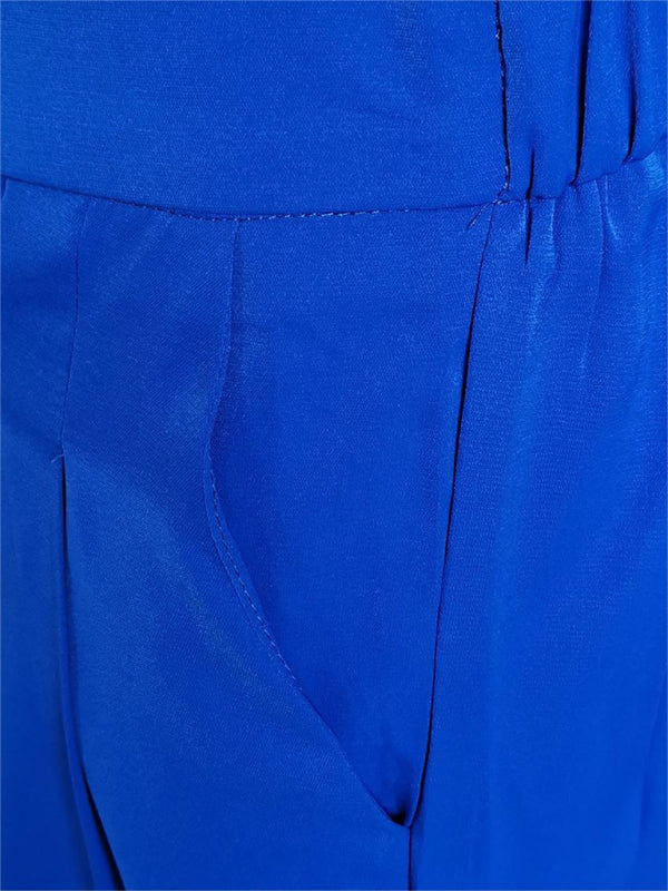 Women's solid color long-sleeved bat shirt high waist wide-leg pants two-piece set