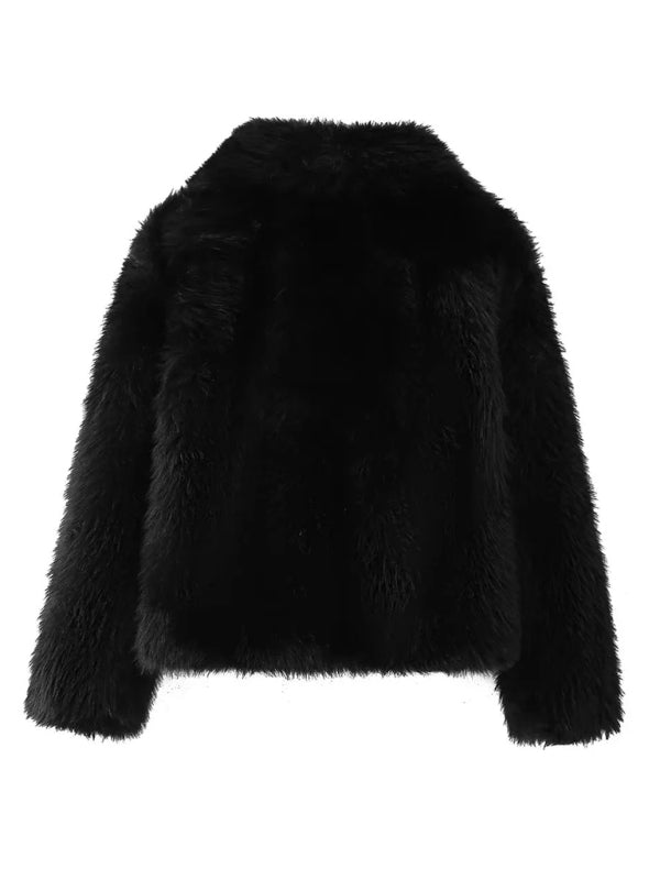 New women's faux fur lapel short coat