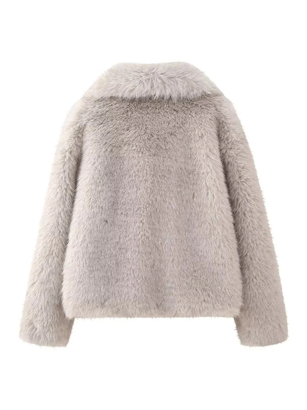New women's faux fur lapel short coat