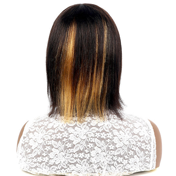 Machine Made Wigs with Bangs Straight Bob Wigs Ombre Human Hair Wigs 1B/27 Virgin Human Hair - Healthier Me Beauty, LLC