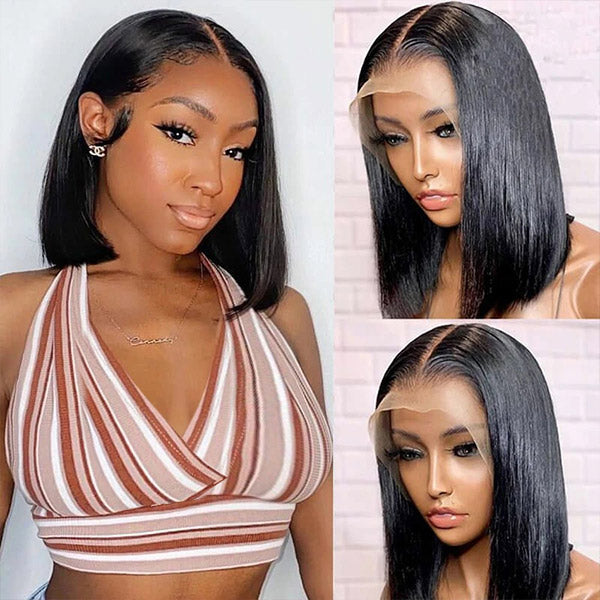 Short Straight Bob 13x4 Lace Frontal Wigs HD Lace Wigs 200% Density - Healthier Me Beauty, LLC
