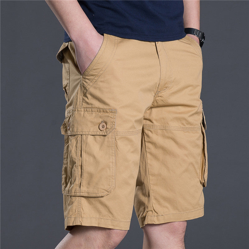 New Thin Workwear Shorts Solid Color Loose Multi-Pocket Straight Casual Pants