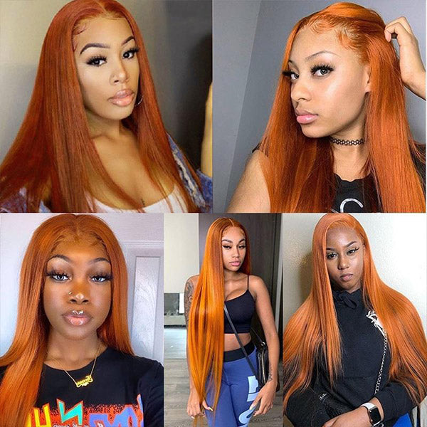 Ginger Lace Front Wig Straight Hair Wig 13x4 Transparent HD Lace Frontal Wigs 30inch - Healthier Me Beauty, LLC