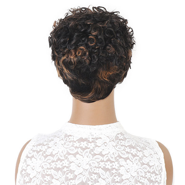 Short Curly Bob Wigs No Lace Wigs Ombre Color Human Hair Wigs - Healthier Me Beauty, LLC