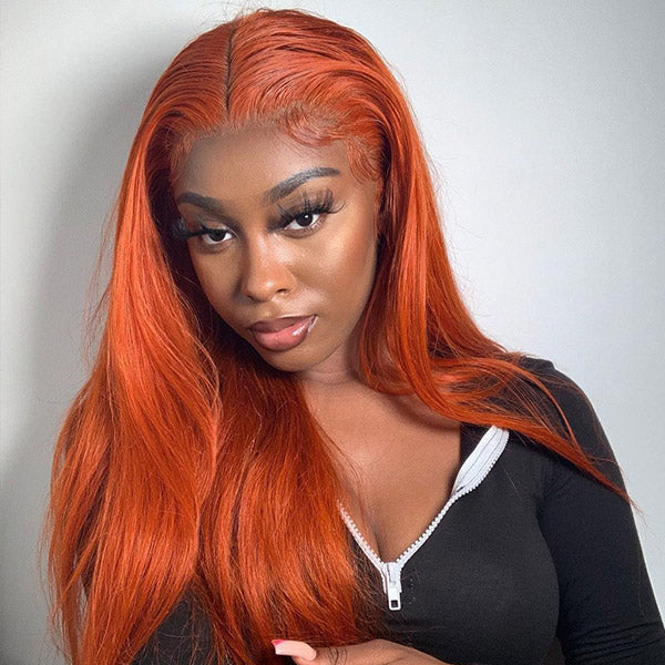 Ginger Hair Bundles with Closure Straight Human Hair 3 Bundles with HD Transparent Lace Closure - Healthier Me Beauty, LLC