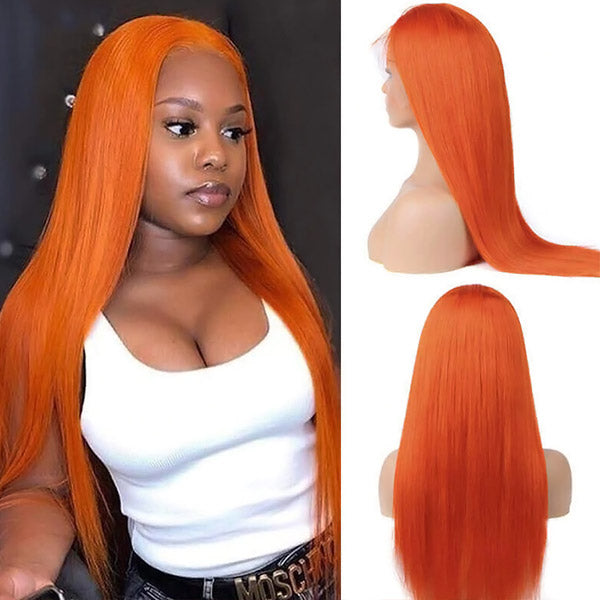 Ginger Orange Lace Front Wigs 13x6x1 HD Lace Frontal Human Hair Wigs Brazilian Straight Hair - Healthier Me Beauty, LLC