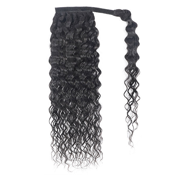 Wrap Around Ponytail Virgin Human Hair Water Wave Ponytail Extensions Clip In Hair Extensions - Healthier Me Beauty, LLC