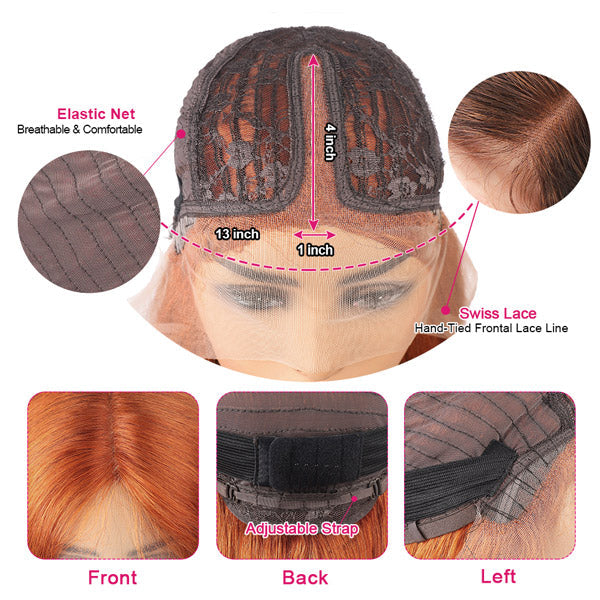 Ginger Orange Lace Front Wigs 13x6x1 HD Lace Frontal Human Hair Wigs Brazilian Straight Hair - Healthier Me Beauty, LLC