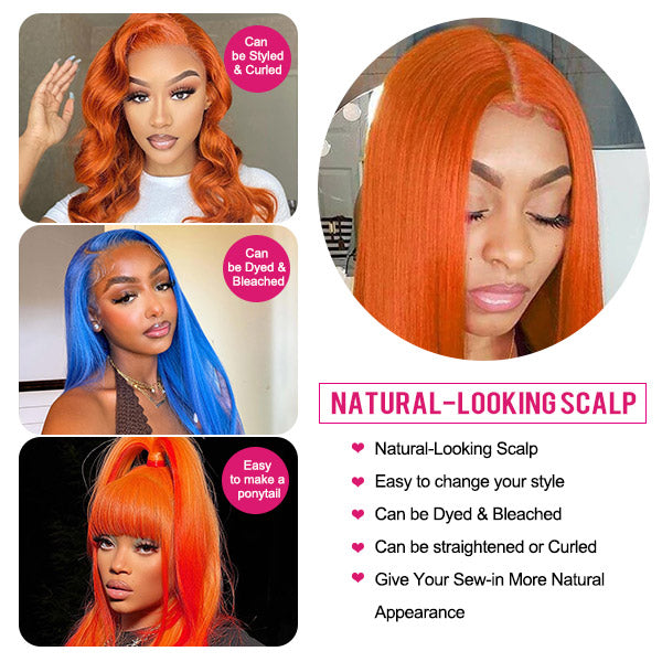 Ginger Lace Front Wig Straight Hair Wig 13x4 Transparent HD Lace Frontal Wigs 30inch - Healthier Me Beauty, LLC