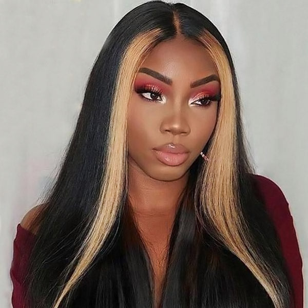 Highlight Straight Human Hair Wig 4*4 Lace Closure Wigs TL27 Ombre Wigs - Healthier Me Beauty, LLC