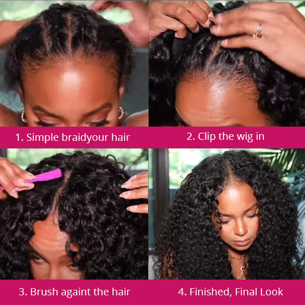 Curly Thin Part Wig V Part Human Hair Wigs Updated U Part Wig No Glue - Healthier Me Beauty, LLC