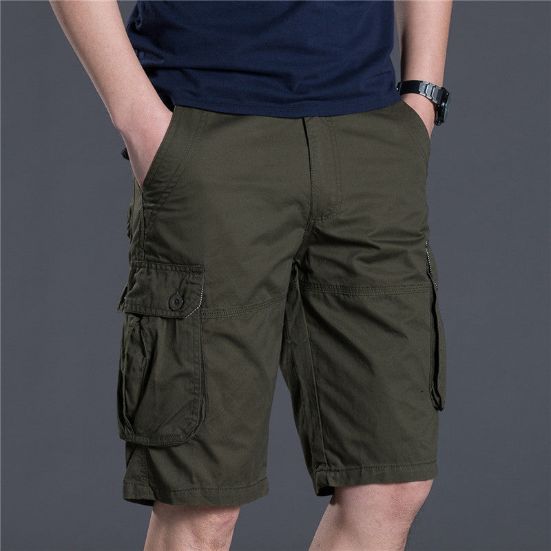 New Thin Workwear Shorts Solid Color Loose Multi-Pocket Straight Casual Pants