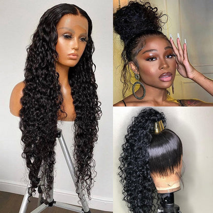 360 Lace Frontal Wig Brazilian Water Wave Lace Front Wig Glueless Human Hair Wigs