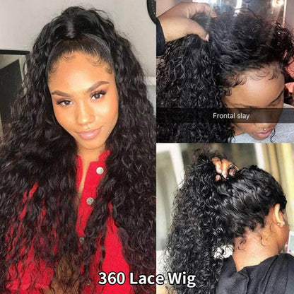 360 Lace Frontal Wig Brazilian Water Wave Lace Front Wig Glueless Human Hair Wigs