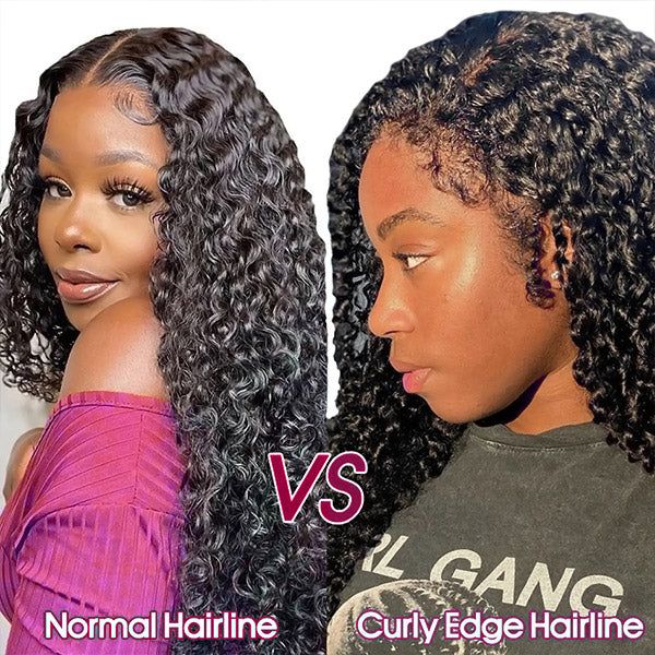 4C Hairline Glueless Curly 13x4 Human Hair Lace Wig With Curly Edges Baby Hair