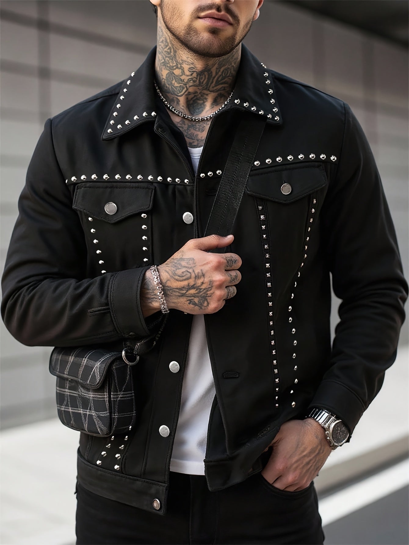 1pc Men Casual Versatile Academy Style Jacket | Rhinestones