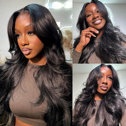 Curtain Bangs Body Wave 13x5 Pre Cut Lace Glueless Human Hair Wig
