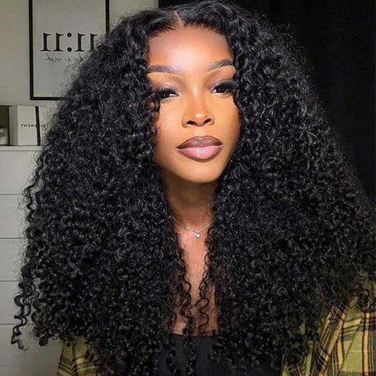 Flash Deal $89.99 10" Kinky Curly Human Hair 4x4 Lace Glueless Wig Fake Scalp