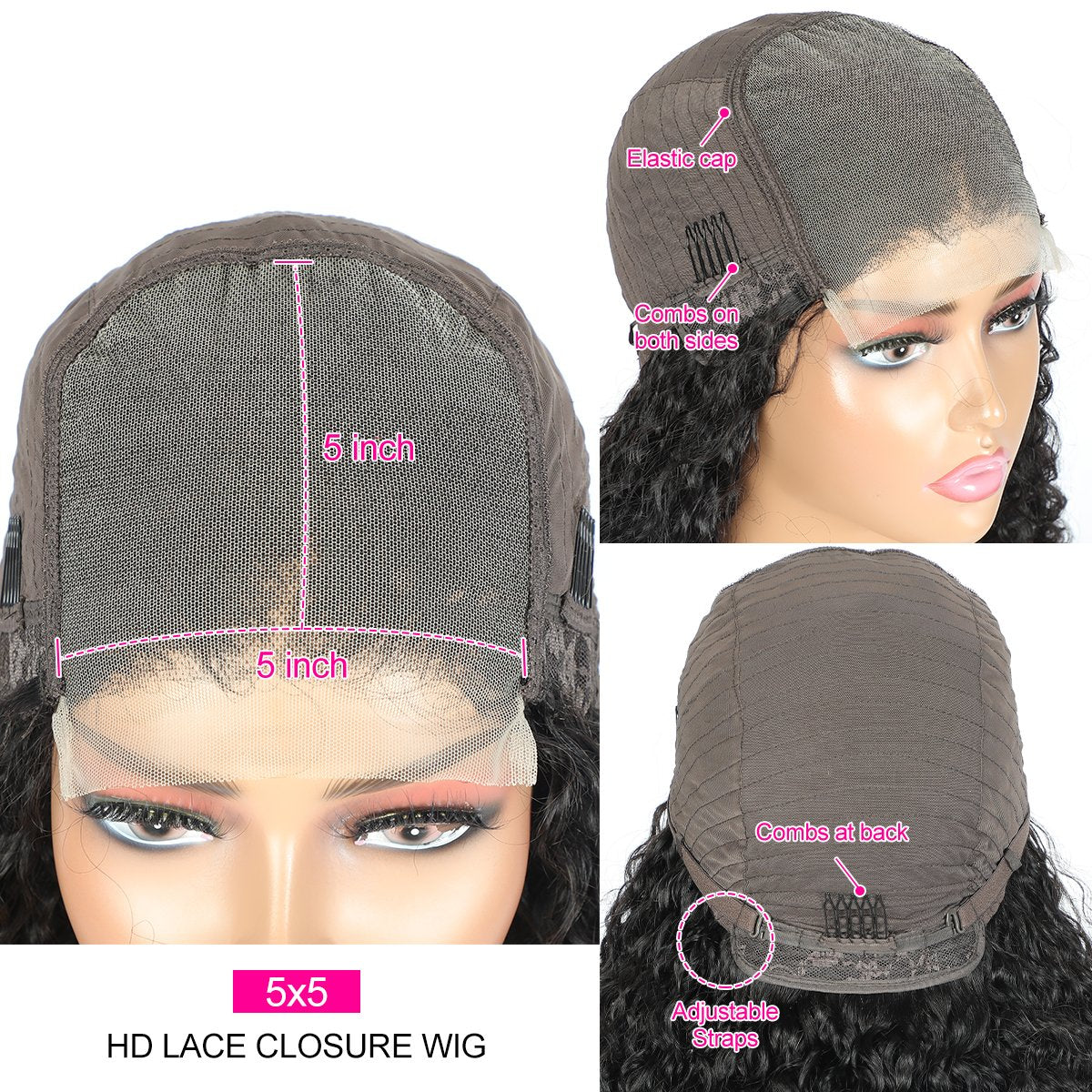 (Super Deal) $149=28" 5x5 Lace Water Wave Glueless Human Hair Wig