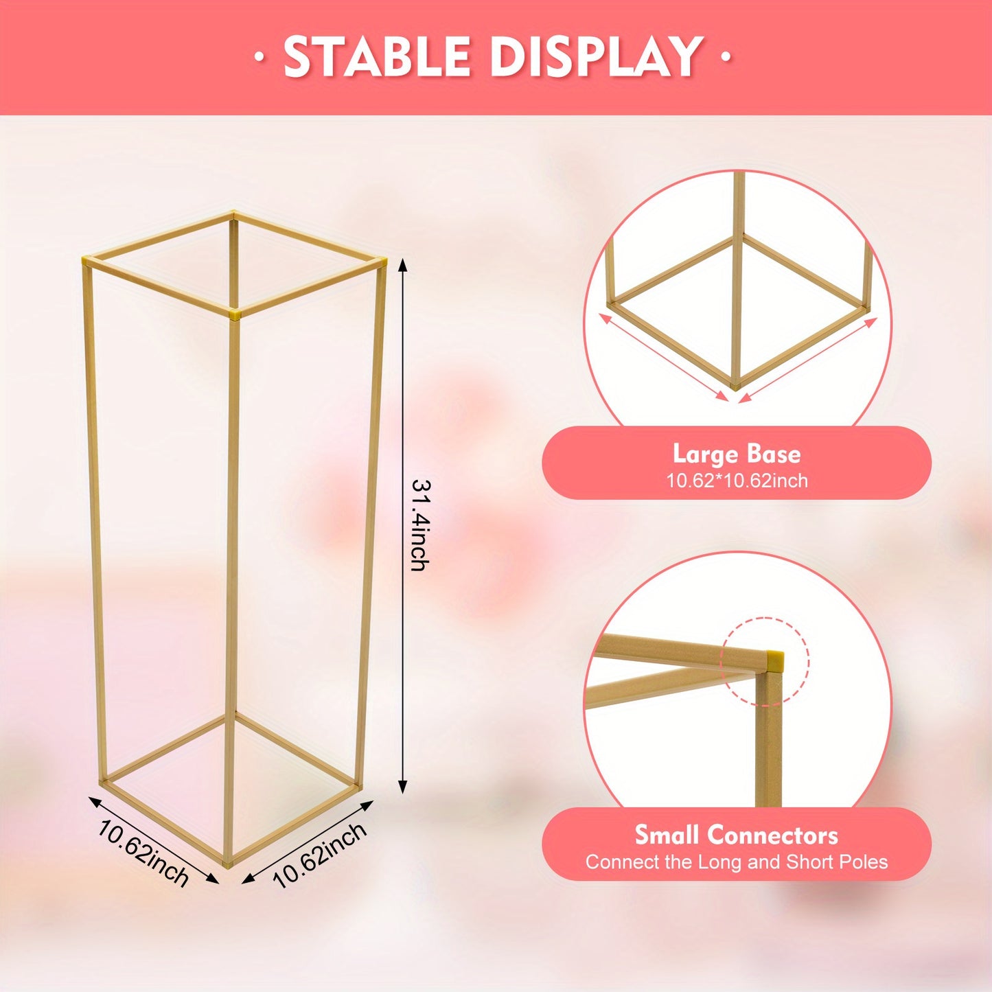10pcs Golden Wedding Flower Vase, Metal Column