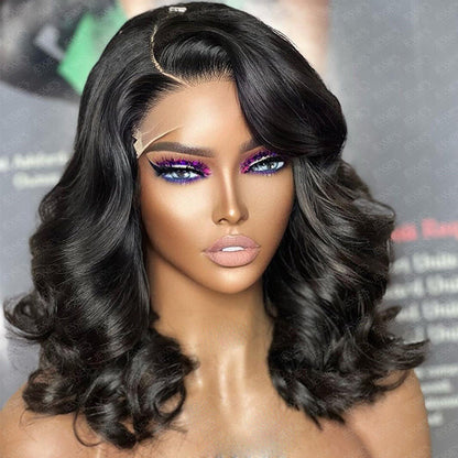 Pre Cut Lace Short Wavy 13x5 Lace Bob Wig Glueless Human Hair Wig