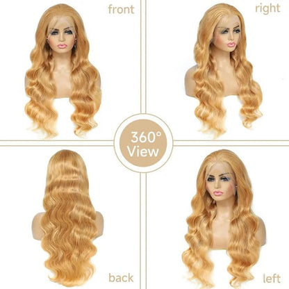 Honey Blonde Body Wave 13x4 Lace Frontal Human Hair Wigs Pre Plucked With Baby Hair