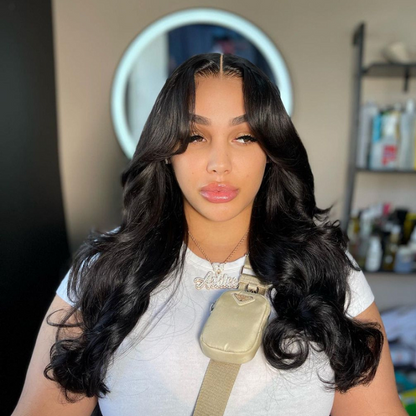 Curtain Bangs Body Wave 13x5 Pre Cut Lace Glueless Human Hair Wig