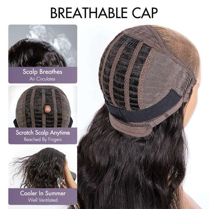 Breathable Left C Cap French Wave Glueless 5x5 Closure Undetectable HD Lace Wig