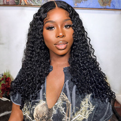 Curly Glueless Pre Cut 5x6 Crystal Lace Wig Preplucked Human Hair Wigs