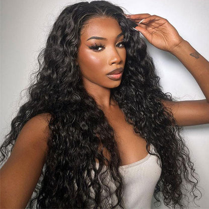 (Super Deal) $149=28" 5x5 Lace Water Wave Glueless Human Hair Wig