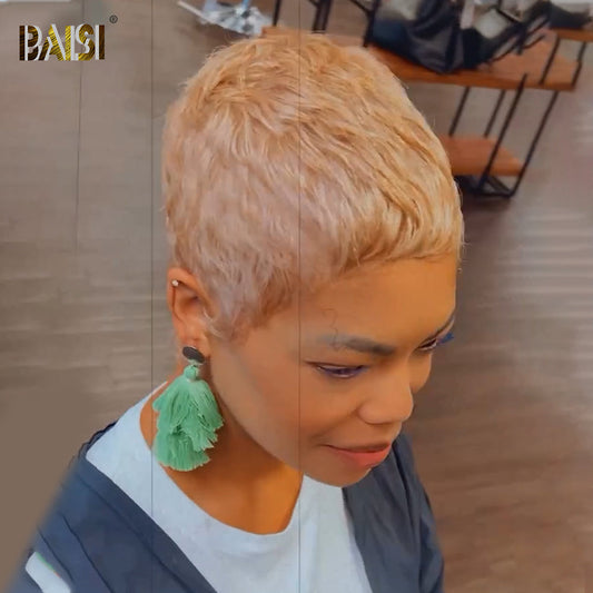 Brown Mix Blond Short Pixie Wig