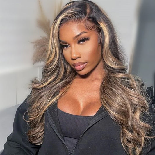 Highlight TP1B/27 Pre Cut Lace 13x4 Lace Front Wig Glueless Body Wave Human Hair Wig