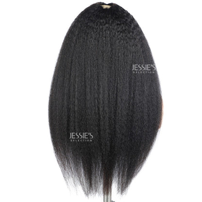 V Part Wig Kinky Straight Glueless Human Hair Wig Without Leave Out Full Machinemade