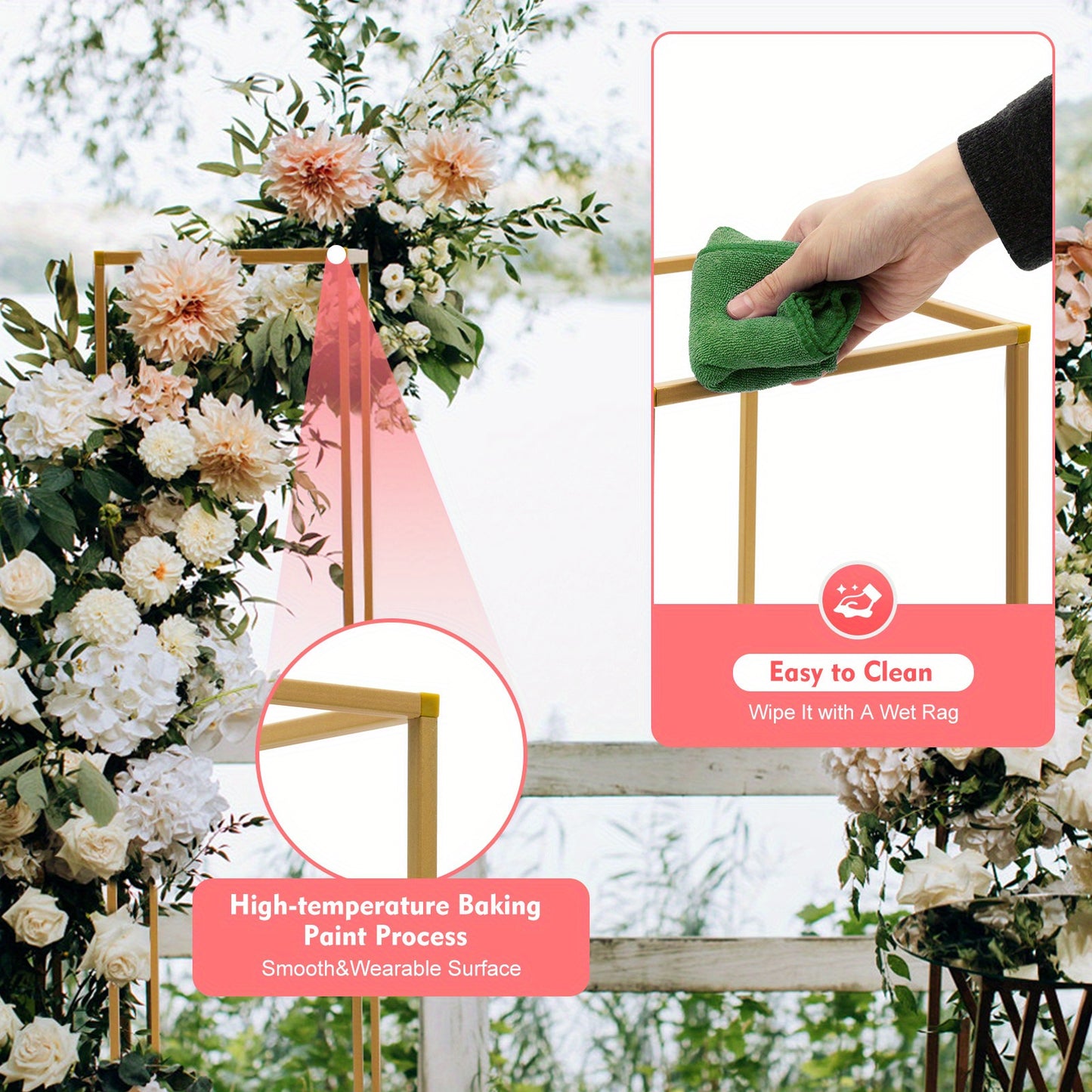 10pcs Golden Wedding Flower Vase, Metal Column
