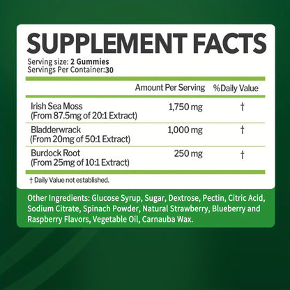 Seamoss Gummies - with Bladderwrack, Burdock Root