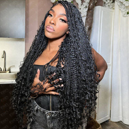 Knotless 9x6 Lace Braided Boho Box Braids Lace Wig for Women