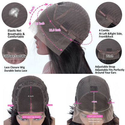 Pre Cut Lace Reddish Brown Straight Layer Cut Lace Front Glueless Wig With Bangs Human Hair