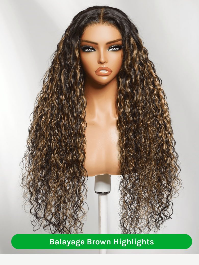 Golden Brown Highlight Water Wave Human Hair