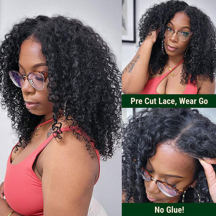 Sprial Curl 7x5 Pre Everything Bob Wig Pre Cut Lace Glueless Human Hair Wig