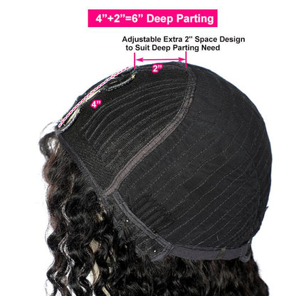 Thin V Part Wig Kinky Straight Natural Scalp Human Hair Wig Without Leave Out