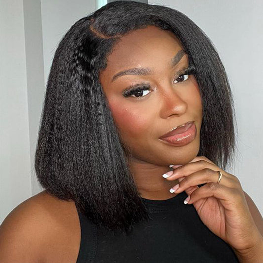 Glueless Invisible HD Lace Kinky Straight 13x4 Lace Front Bob Wig 5x5 Lace Bob Human Hair Wig